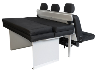 VanEssa sleeping system with three-seater bench seat in the VW T5/T6/T6.1 Transporter pack state